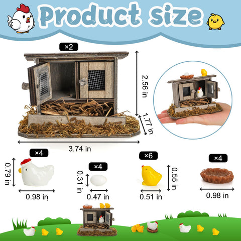 Nicunom white hens add lifelike charm to desk displays and mini farms.