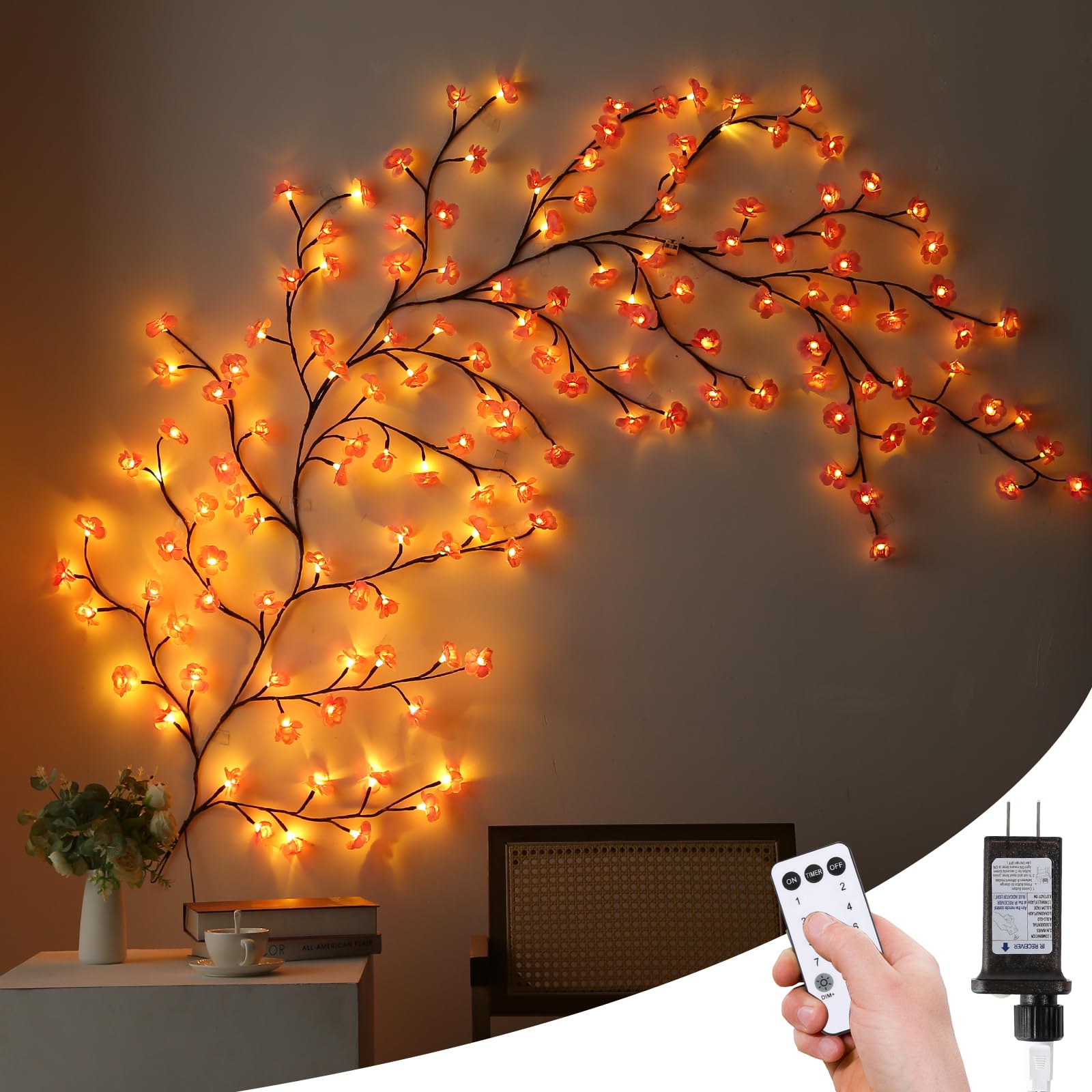 NIDISETPJAS cherry blossom lights with remote create romantic wall illumination