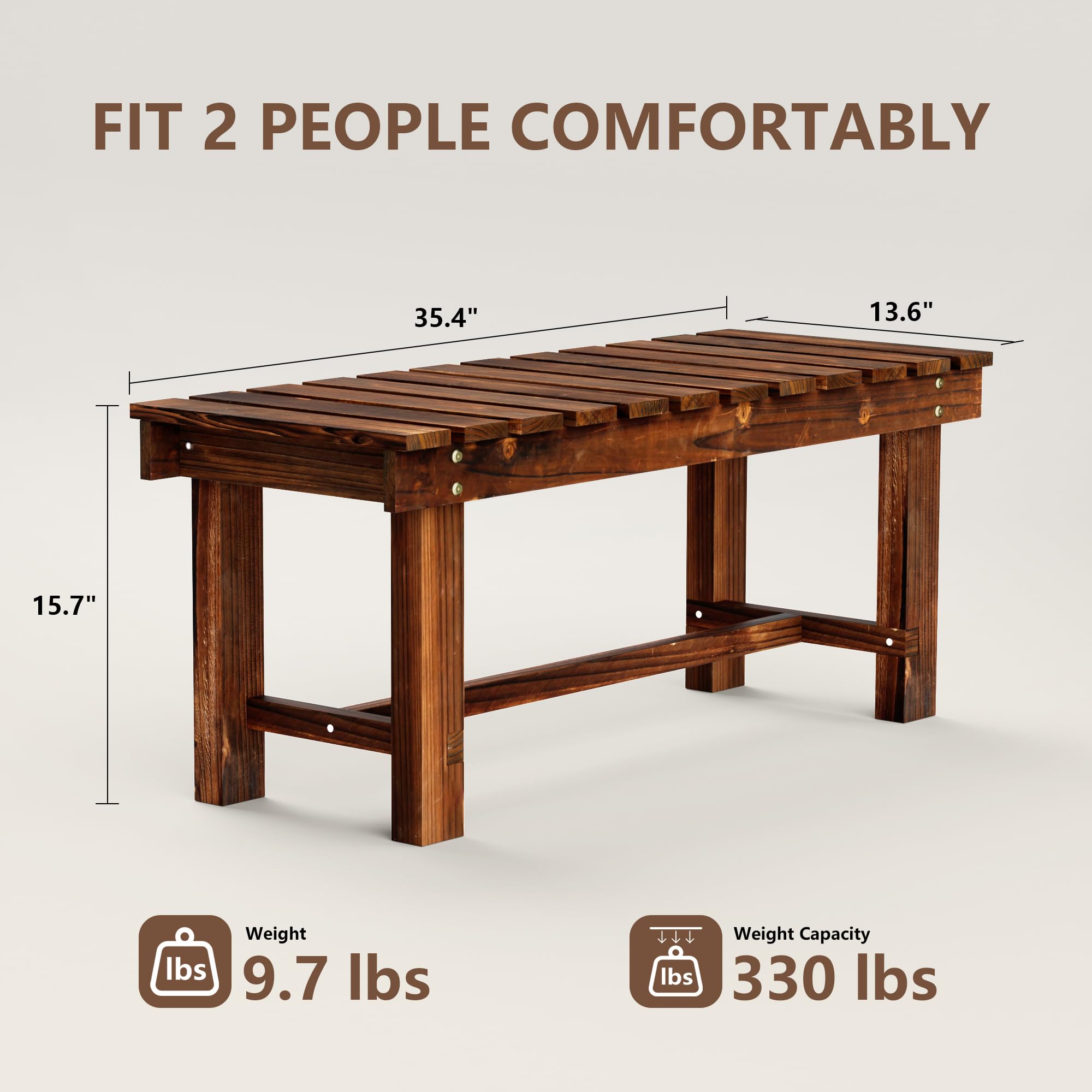 Nidouillet weatherproof cedar bench resists rain and sun for year-round use