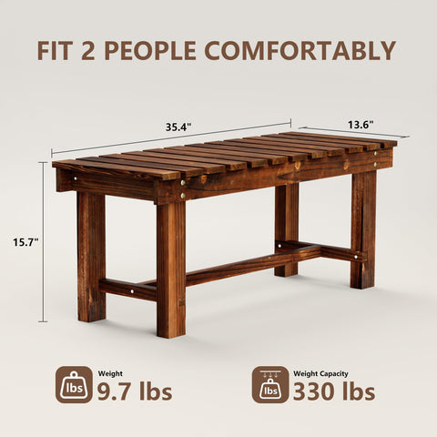Nidouillet weatherproof cedar bench resists rain and sun for year-round use