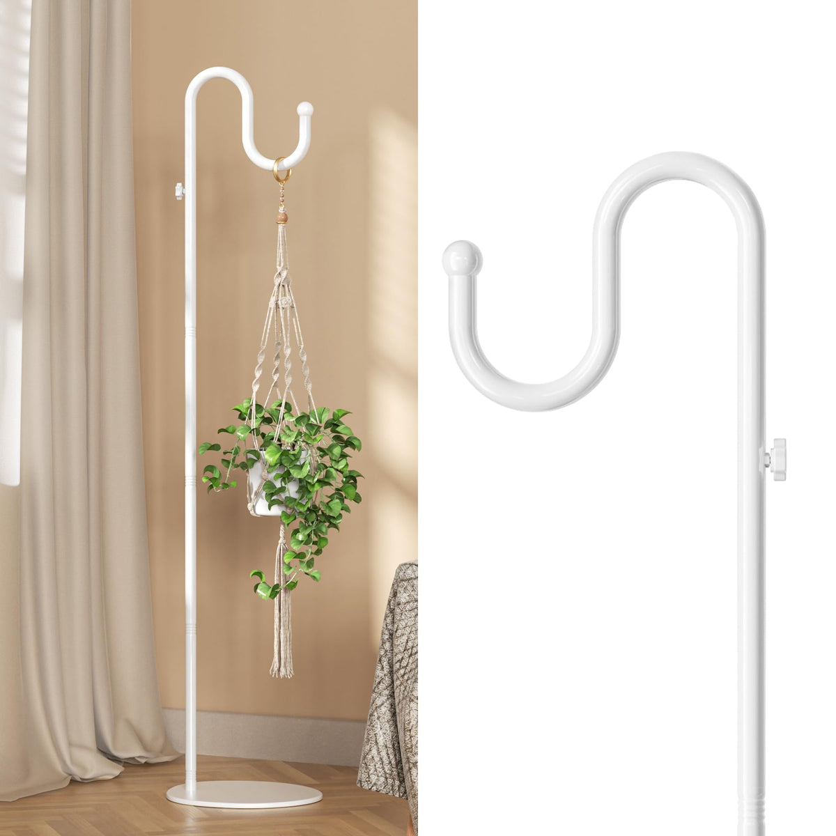 Niffgaff 74-inch shepherds hook stand base ensures stable outdoor display for feeders and decor.