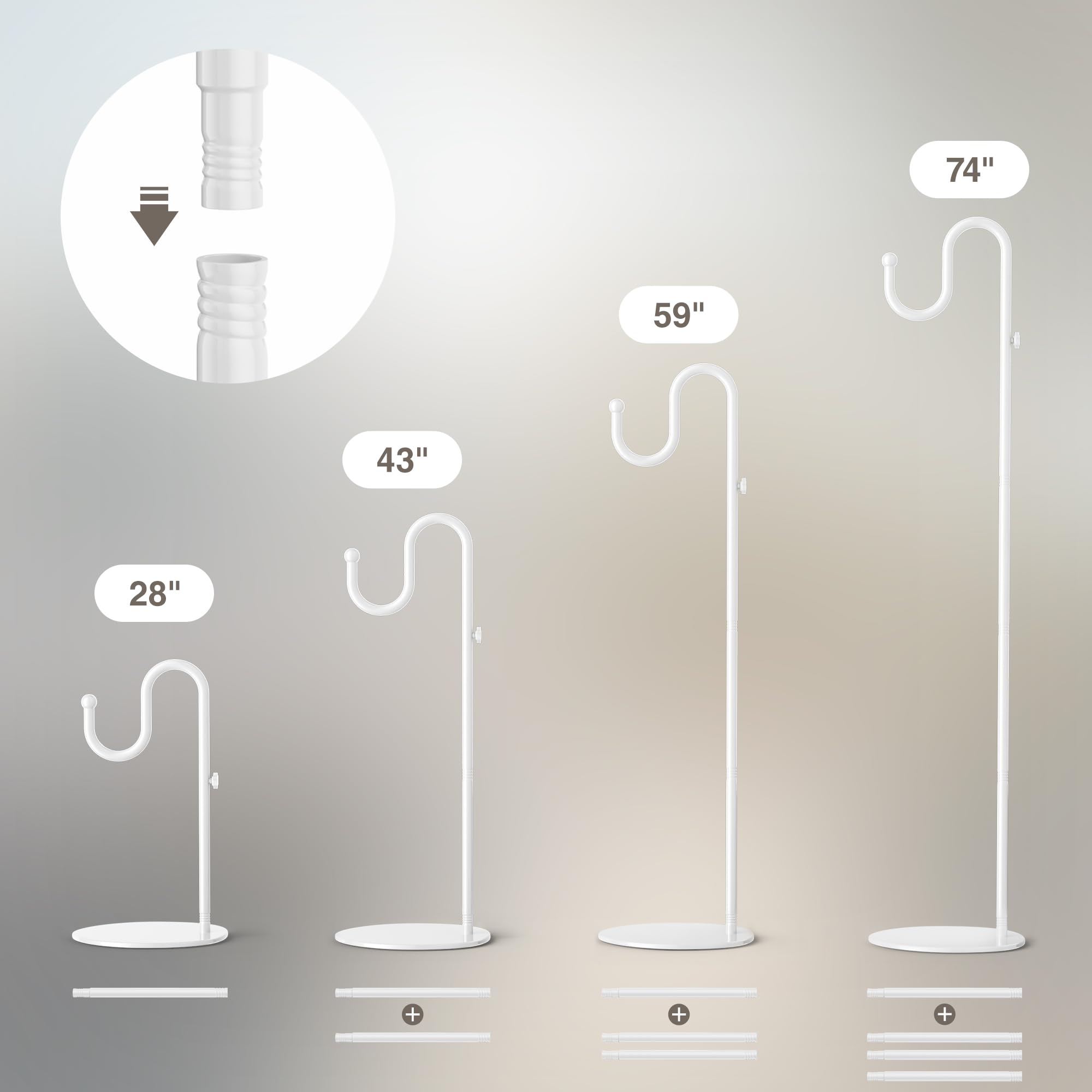 Niffgaff adjustable height helps tailor reach from 28 to 74 inches.