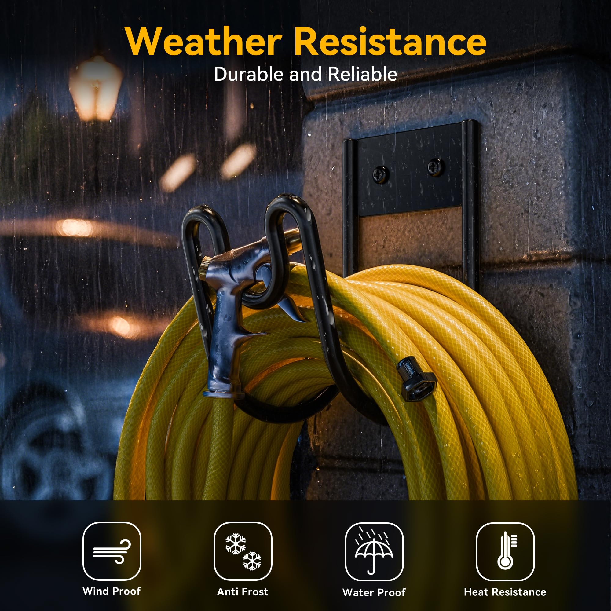Niffgaff all-weather hose holder withstands rain and sun for year-round use
