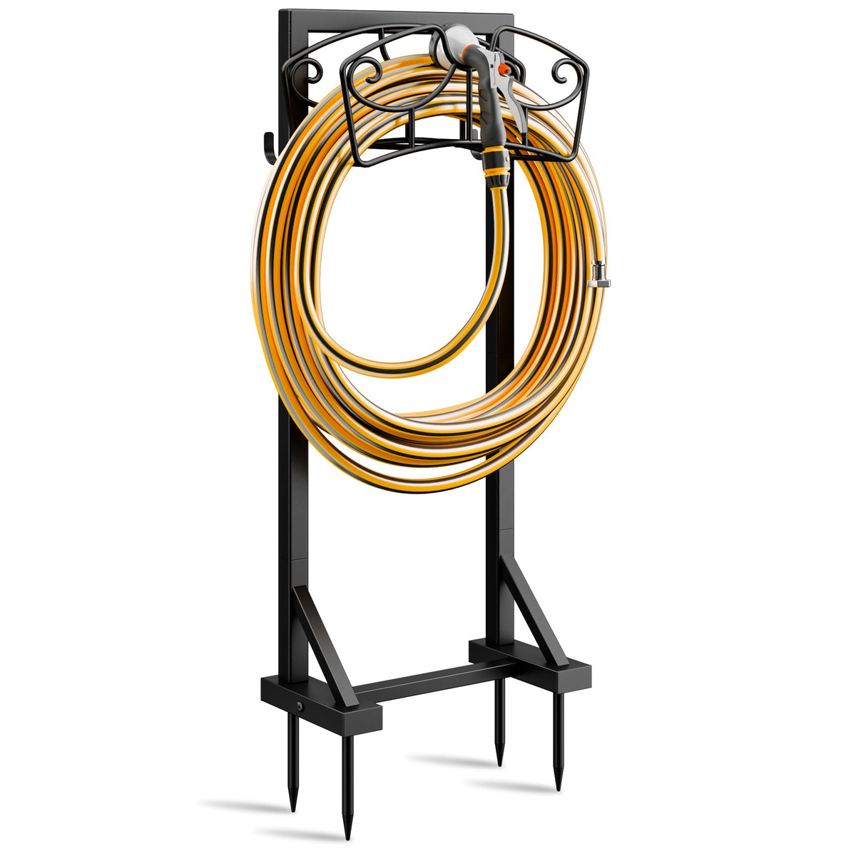 Niffgaff garden hose holder stand base stability keeps hoses secure on uneven ground.
