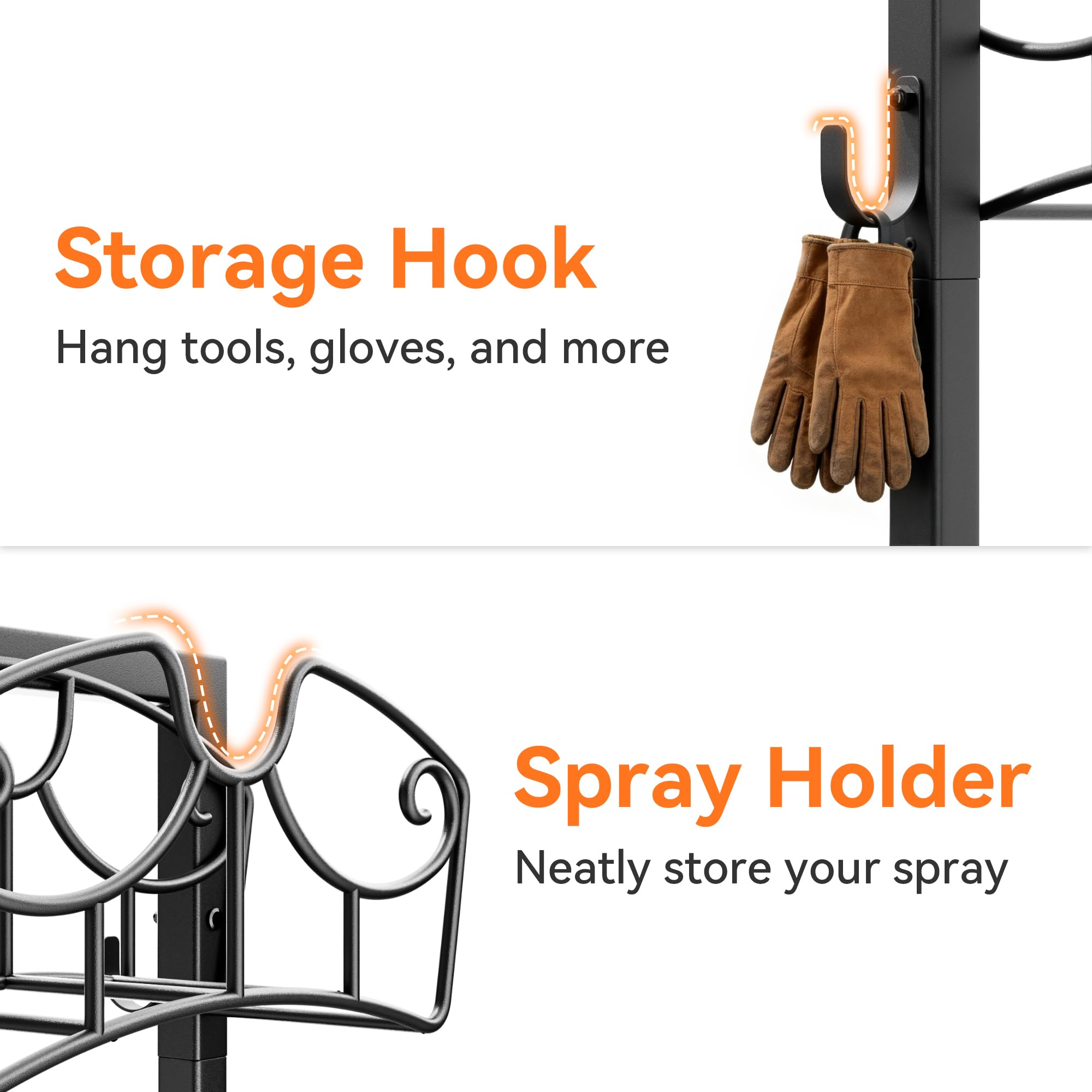 Niffgaff garden hose holder stand front slot stores nozzles neatly.