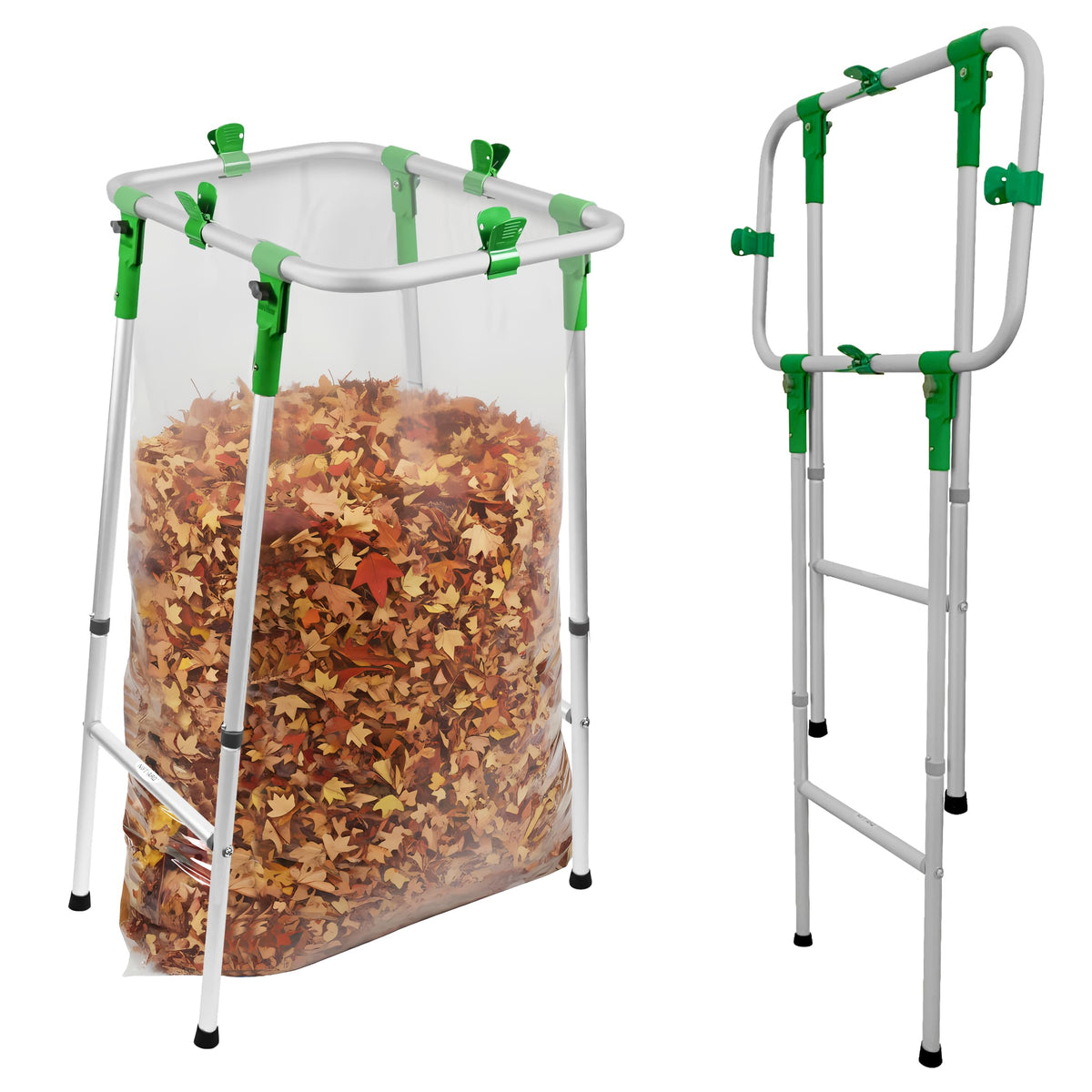 NiftYard adjustable-foldable leaf bag holder stand for efficient yard cleanup.