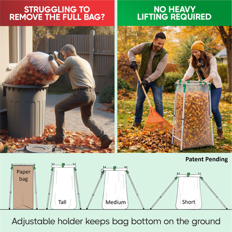 NiftYard leaf bag holder on slope demonstrates stable performance on slopes.