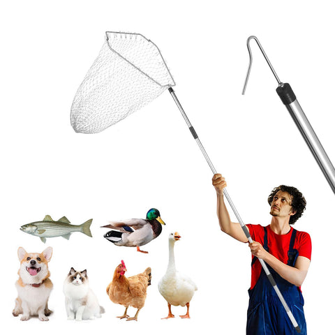 NigWarm Chicken Net Catcher with deep net for secure poultry handling outdoors.