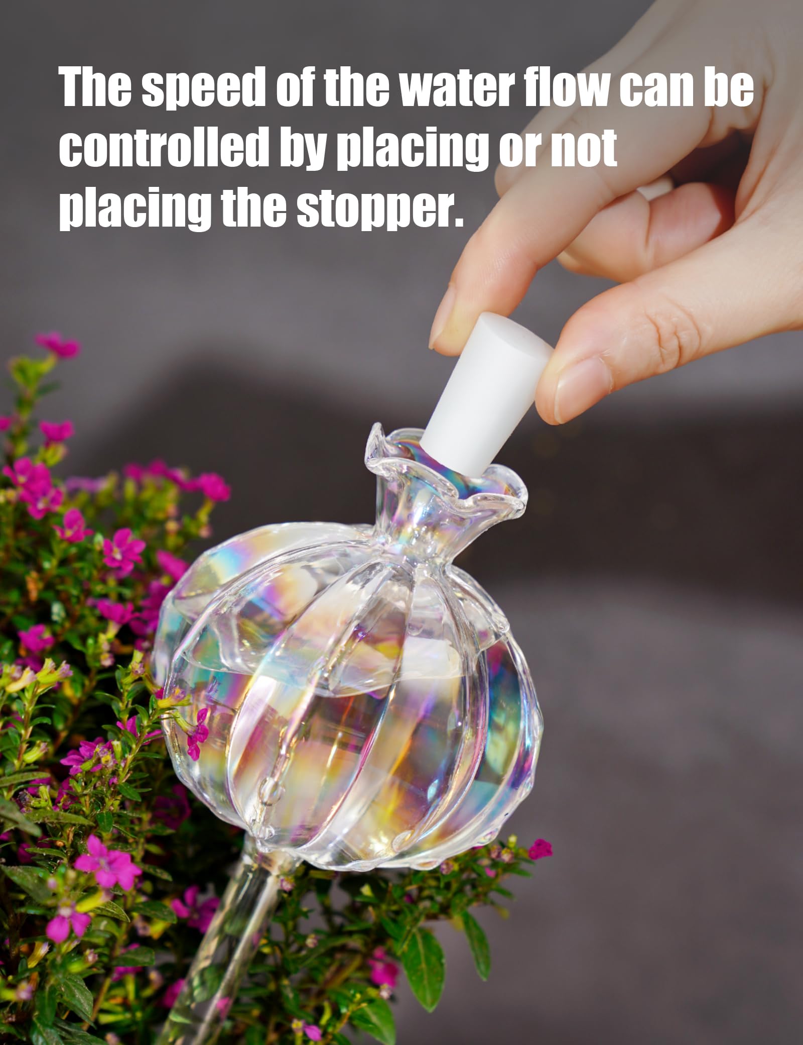 NiHome cactus watering bulb large iridescent adds decorative flair while hydrating soil.