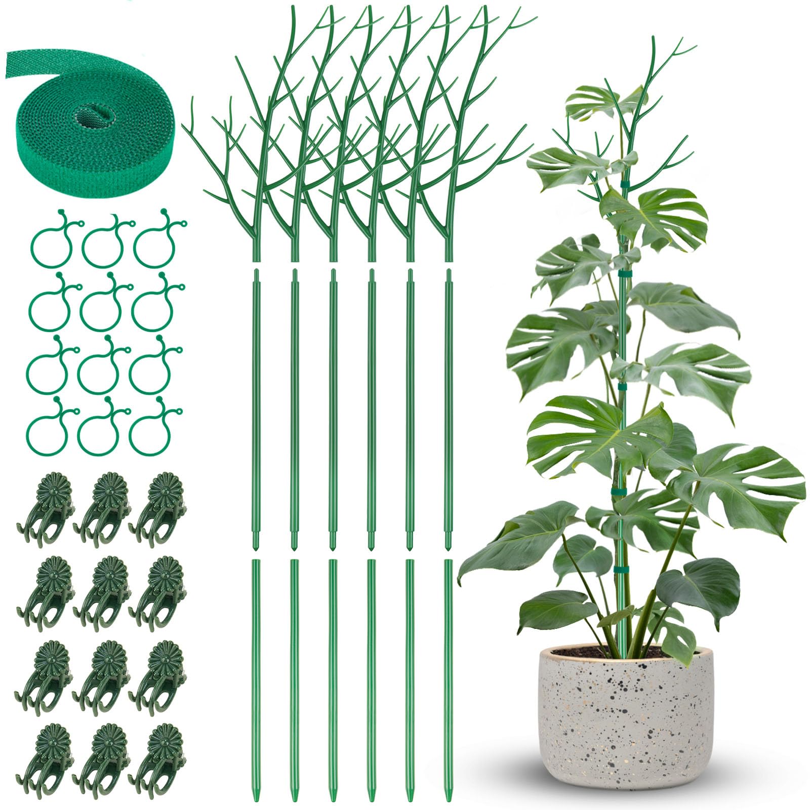 NiHome comprehensive stake set showing all six twigs and extension poles for sturdy climbing plant support.