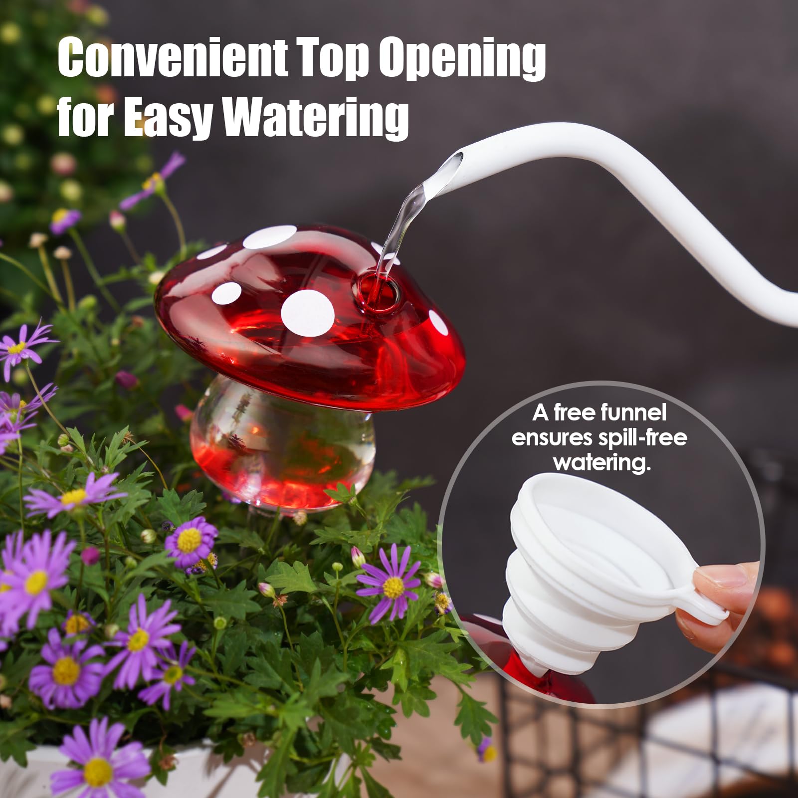 NiHome blue glass mushroom watering bulb enhances decorative plant care