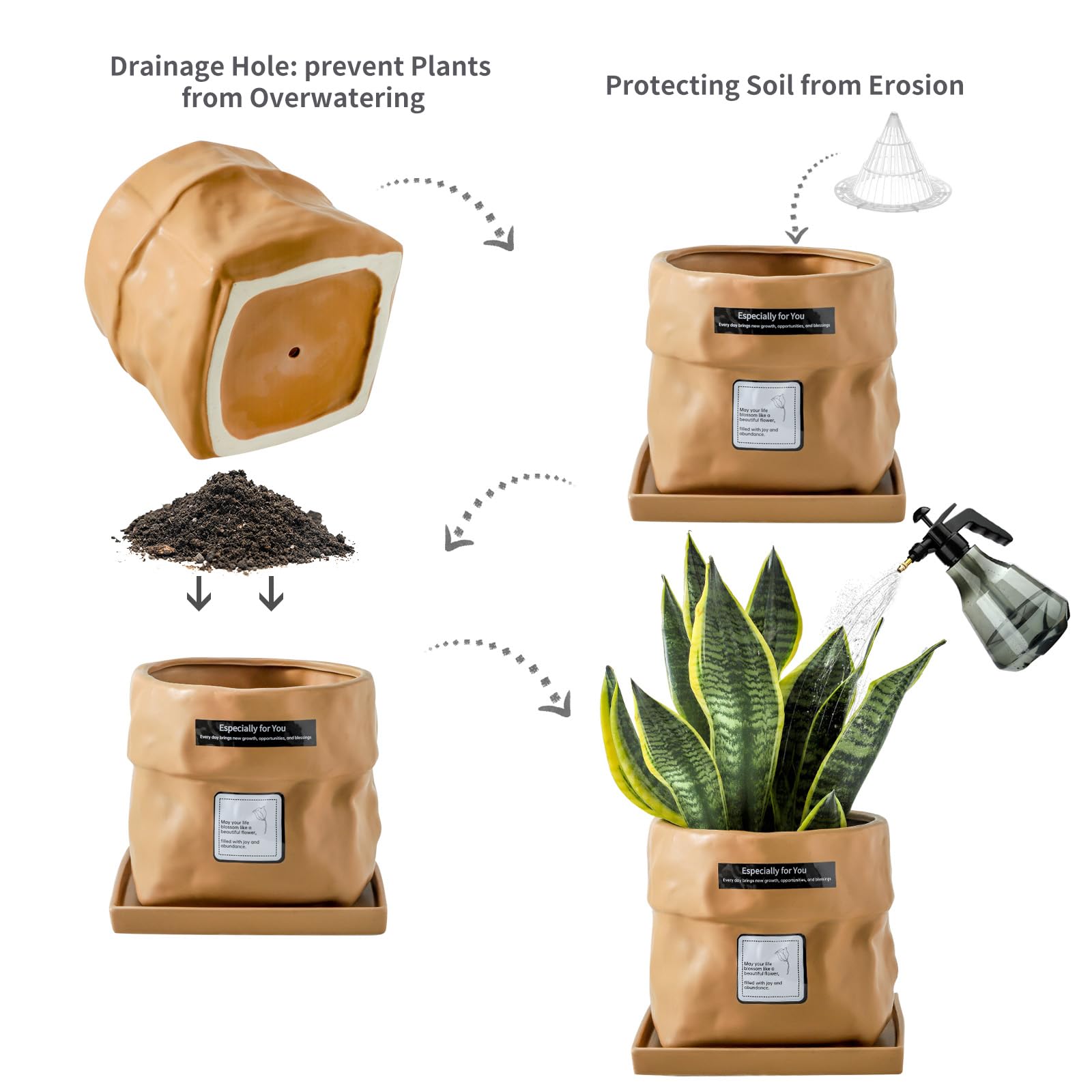 Nihow bag shape plant pot adds modern decor to any room