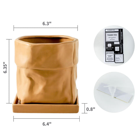 Nihow ceramic pot shows drainage hole and square saucer for healthy roots