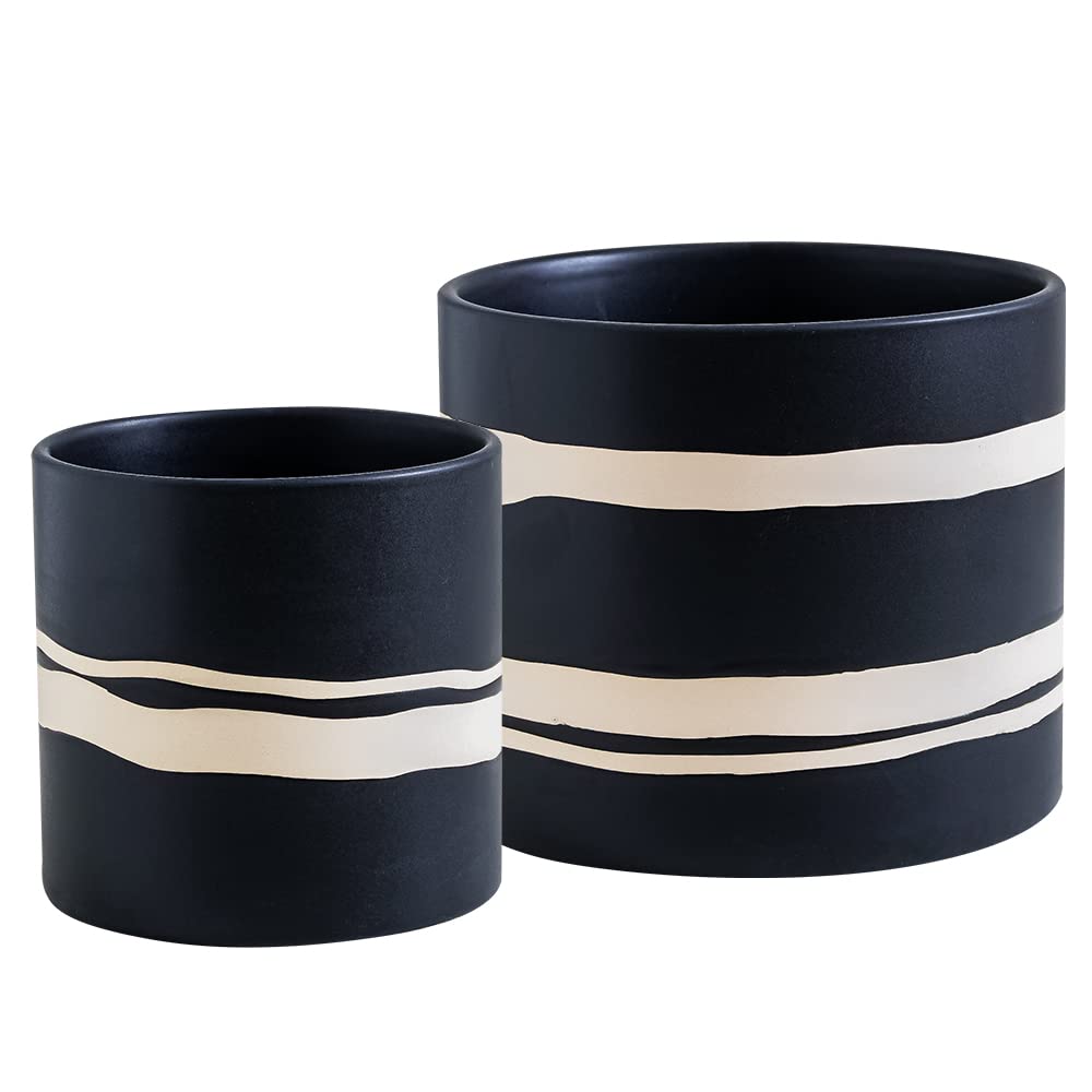 Nihow modern ceramic plant pot with 6-inch diameter, ideal for mid-sized indoor plants.