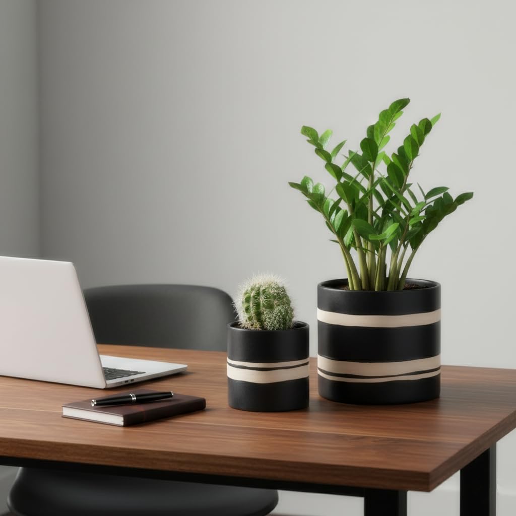 Nihow small ceramic plant pot with 4-5 inch diameter, perfect for herbs or small greenery.
