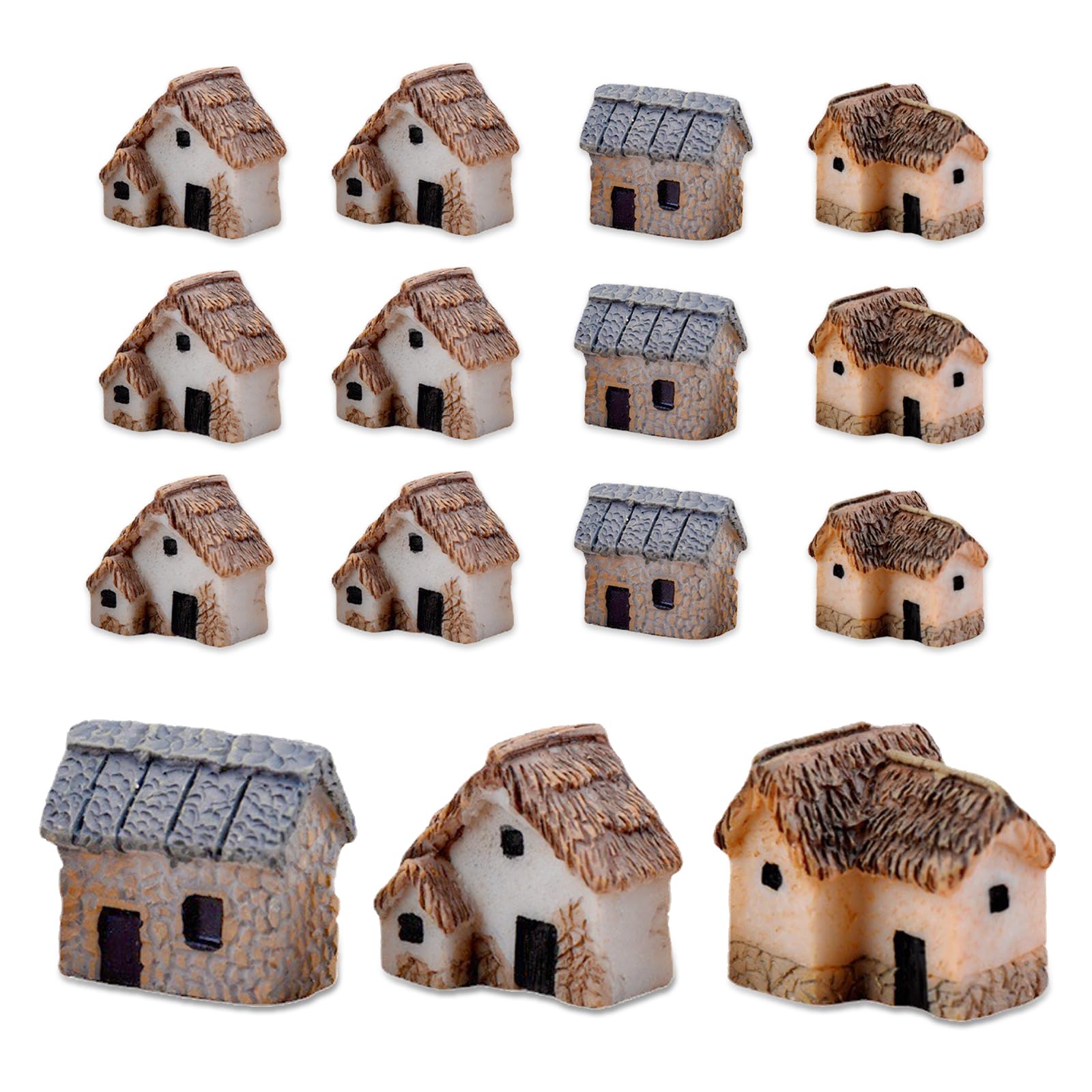 NIIIYTYB 12-piece resin mini houses for fairy gardens add charm to micro landscapes