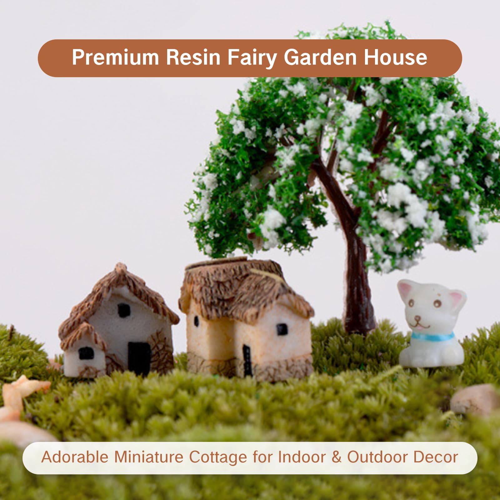 NIIIYTYB detailed cottage-style mini houses brighten bonsai pots