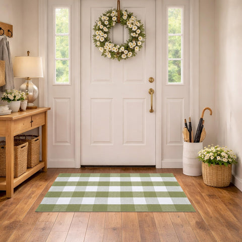 NIIKOOS plaid rug handwoven texture adds depth to interiors.