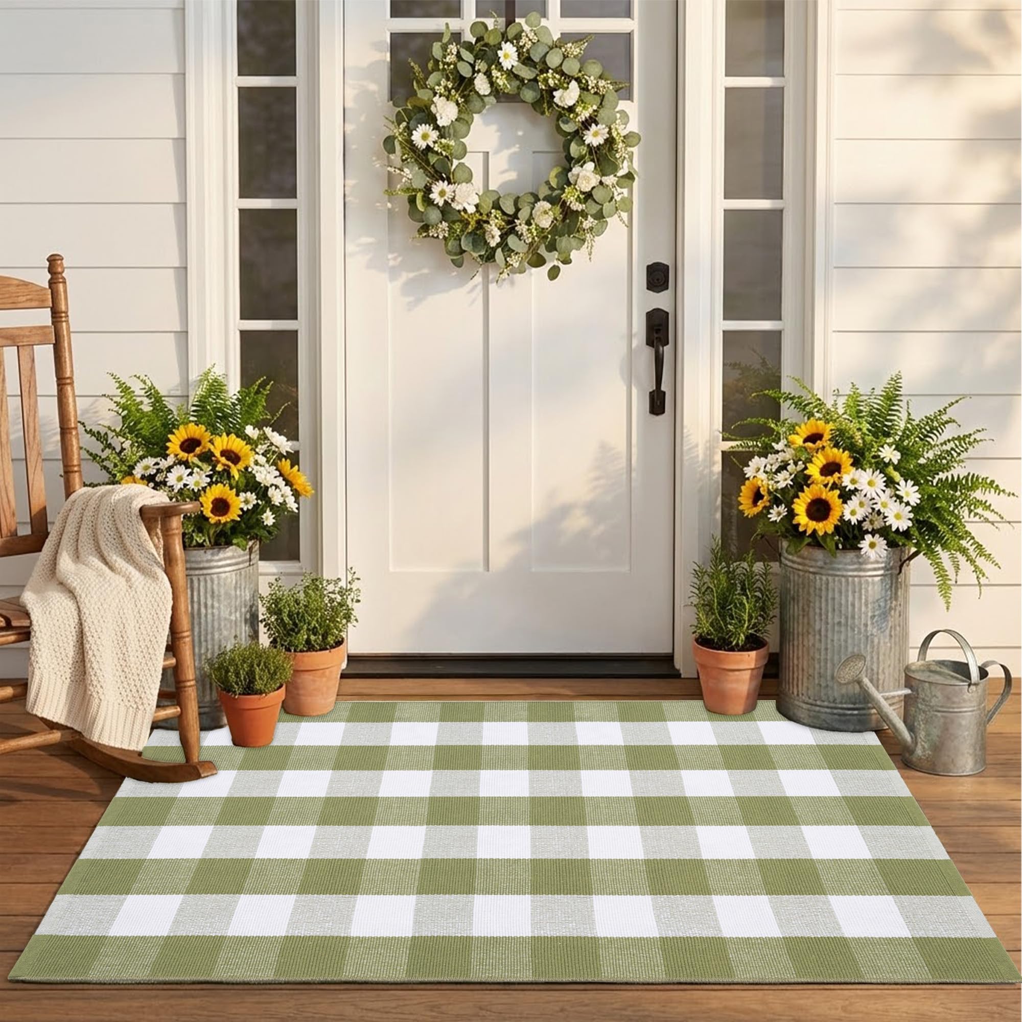 NIIKOOS plaid pattern entryway rug adds fresh farmhouse charm to kitchens and halls.