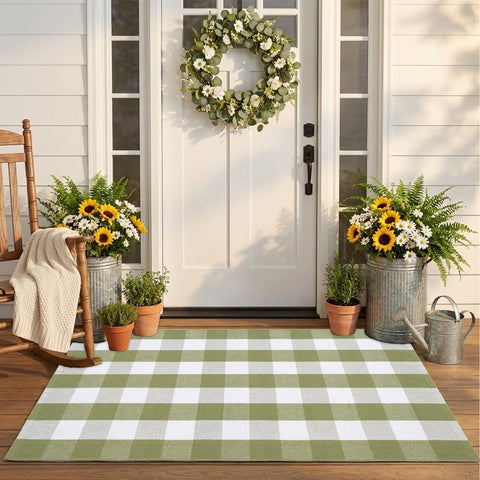 NIIKOOS plaid pattern entryway rug adds fresh farmhouse charm to kitchens and halls.