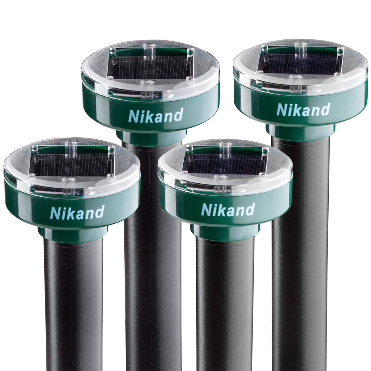 NIKAND gopher repellent solar stake in yard deters burrowers safely.