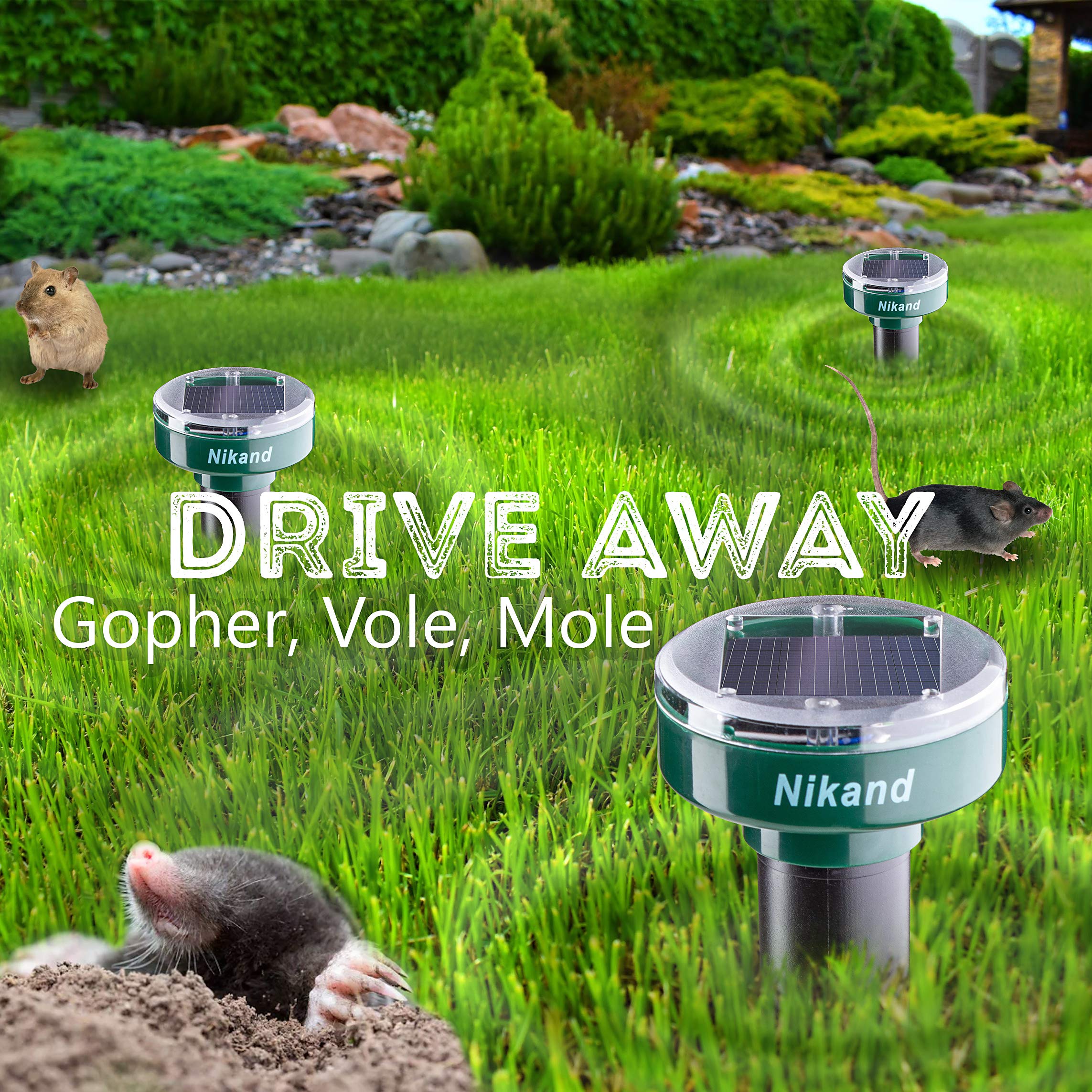 Nikand multi-stake installation supports even coverage across large lawns.