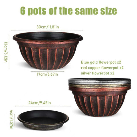 Side view of NIKONIKO 12-inch green-gold fluted pot for layered shelf styling.