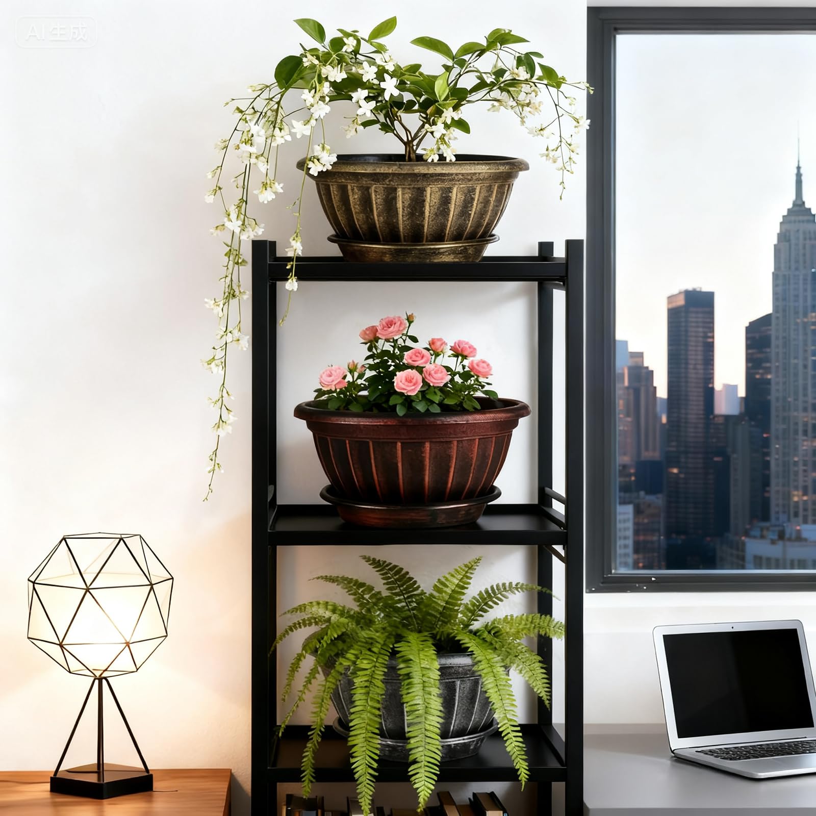 Side view of NIKONIKO 12-inch silver fluted pot complements modern interiors.