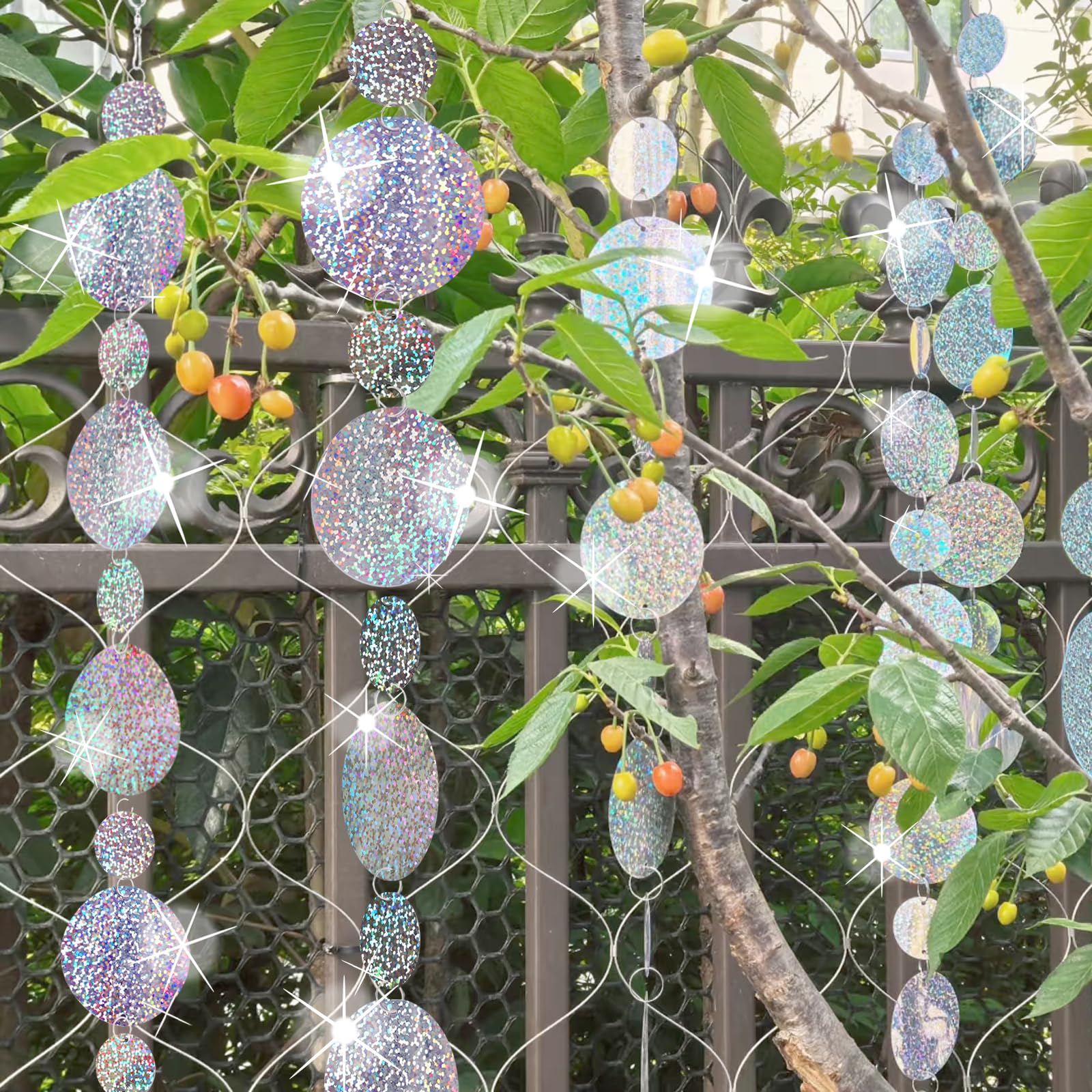 Nilioerup bird scare discs 40-inch hanging design deter birds safely outdoors.