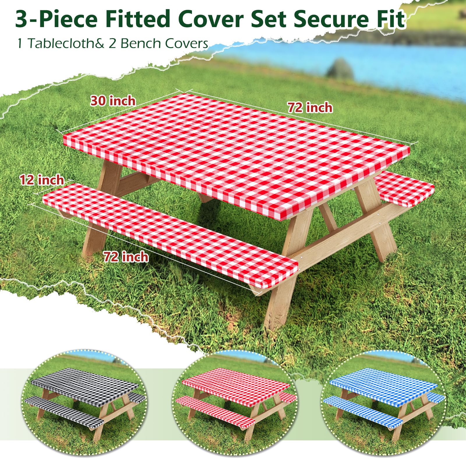 Nimalpal bench cover red 12x72 protects cushions from spills during picnics.