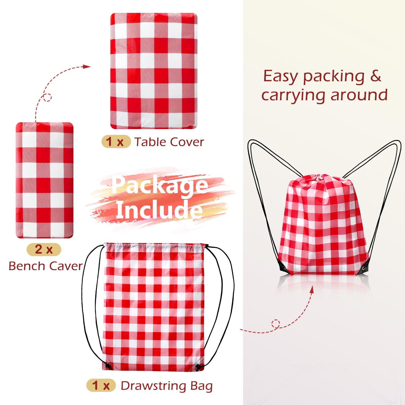 Nimalpal bench cover red 12x72 protects cushions from spills during picnics (side view).