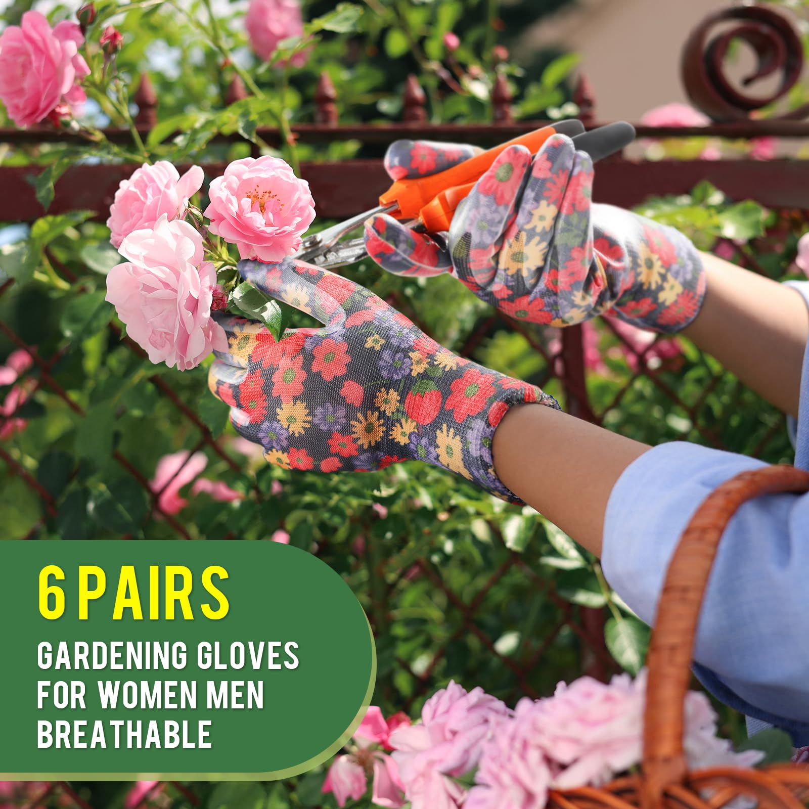 Nimalpal gloves showing six color options for women gardeners
