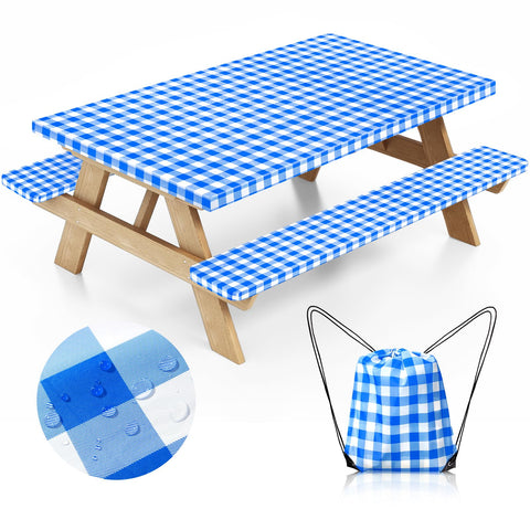 Nimalpal Picnic Table Cover with 72x30 blue protects outdoor meals.