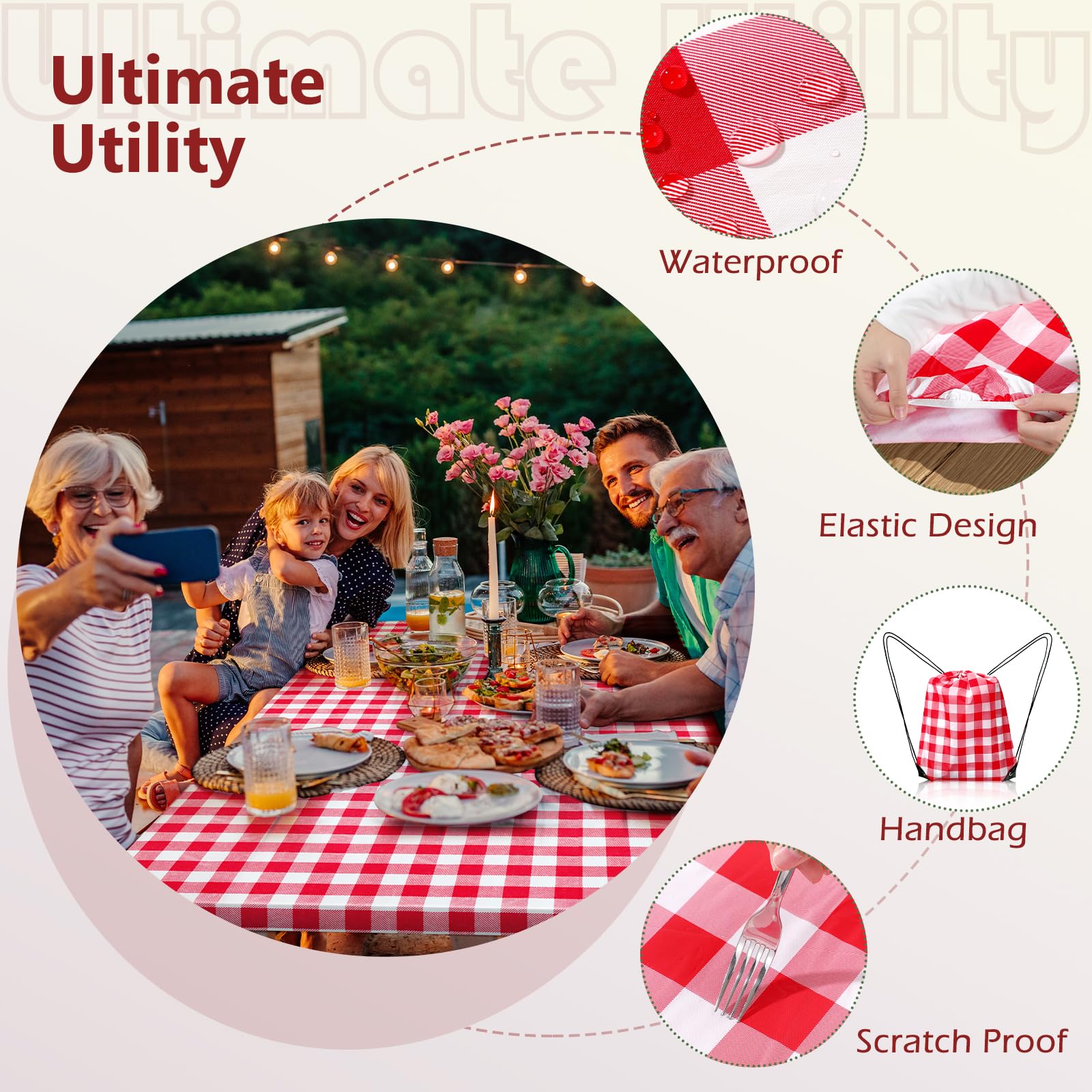 Nimalpal wrinkle-free close-up shows elastic fit for secure outdoor tables.
