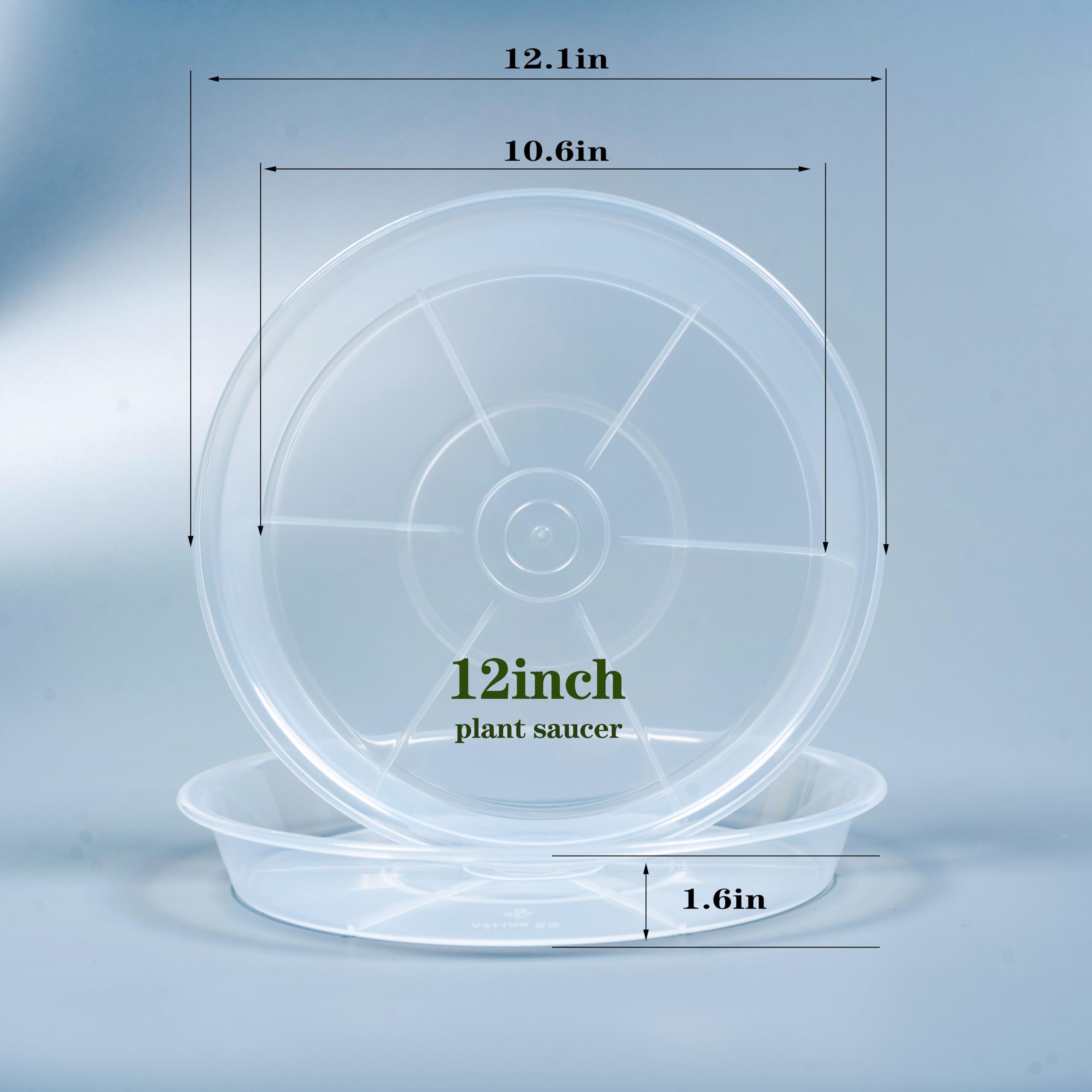 NIMYAU Clear Plant Saucer 12-Inch side view highlights heavy duty durability
