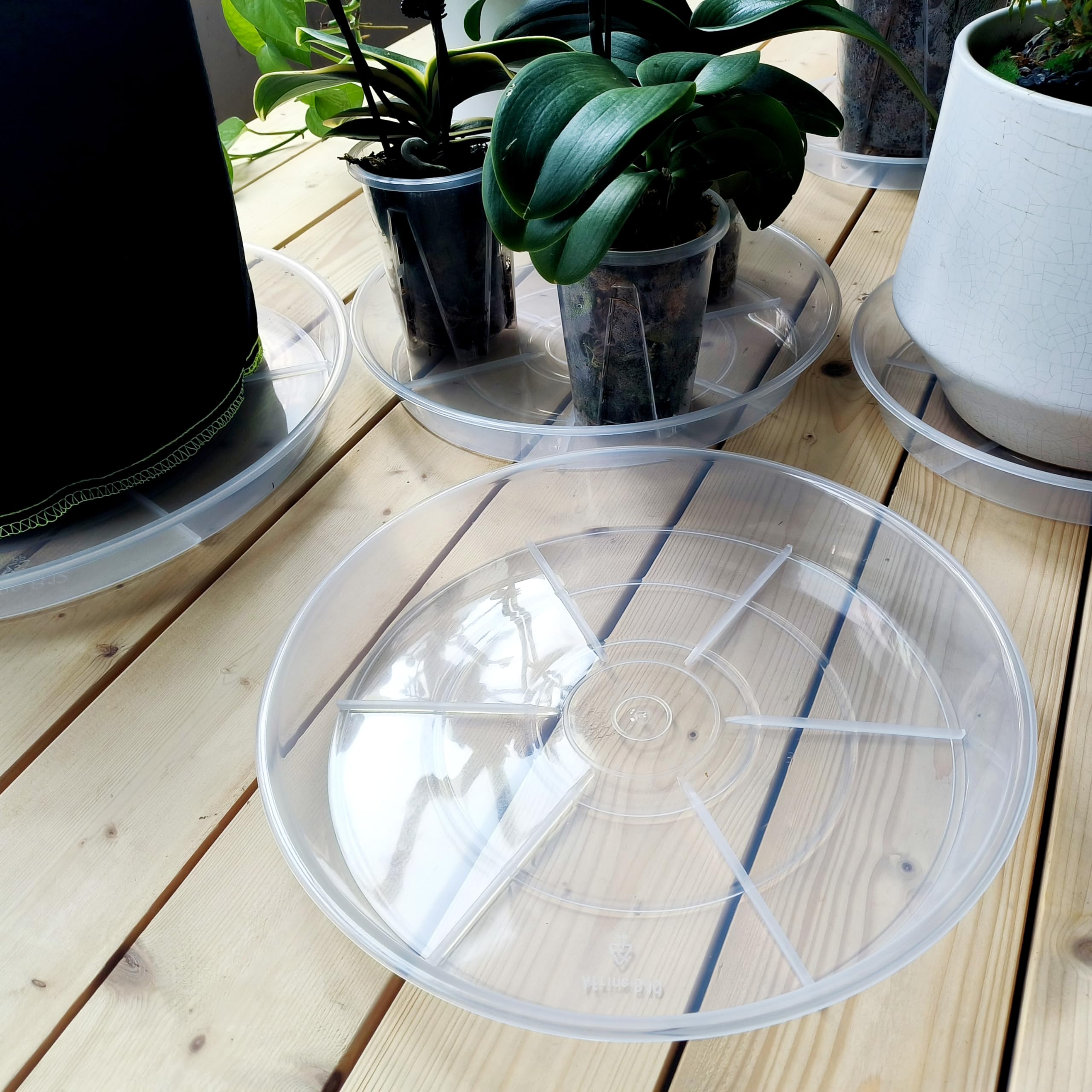 NIMYAU Clear Saucer six-pack under pots protects floors