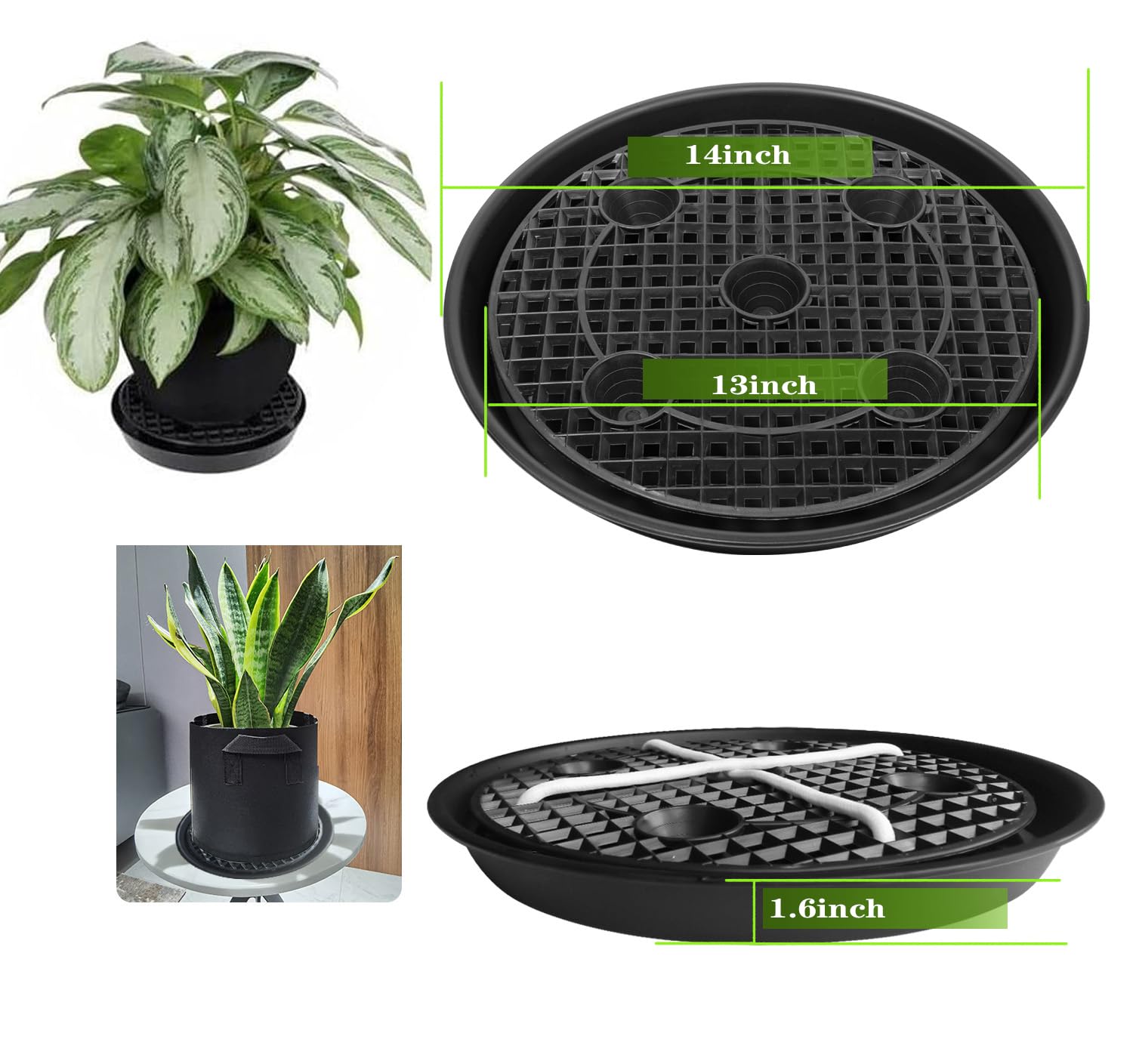 NIMYAU 14-inch plant saucer catches runoff to protect surfaces