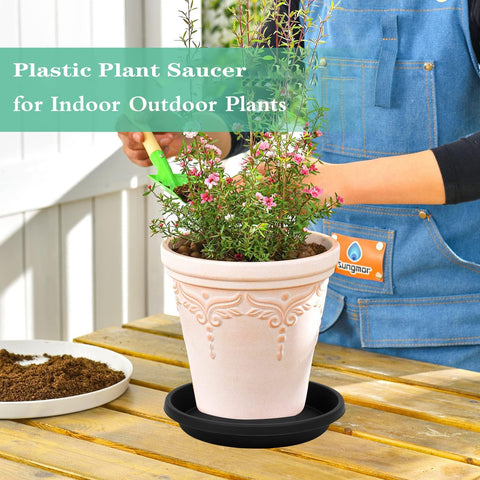 NIMYAU plant saucer 2.2-inch height contains excess water.