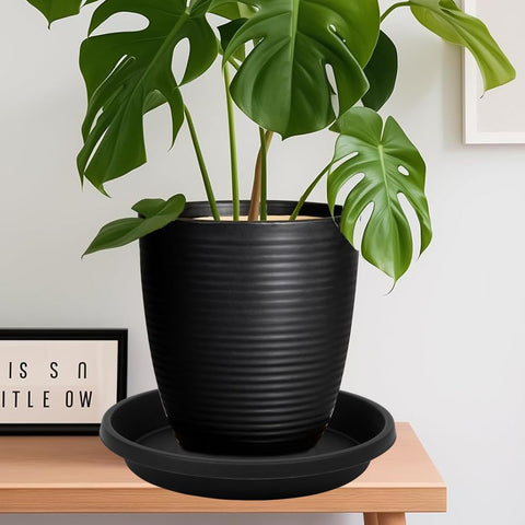 NIMYAU plant saucer no-holes design protects surfaces.
