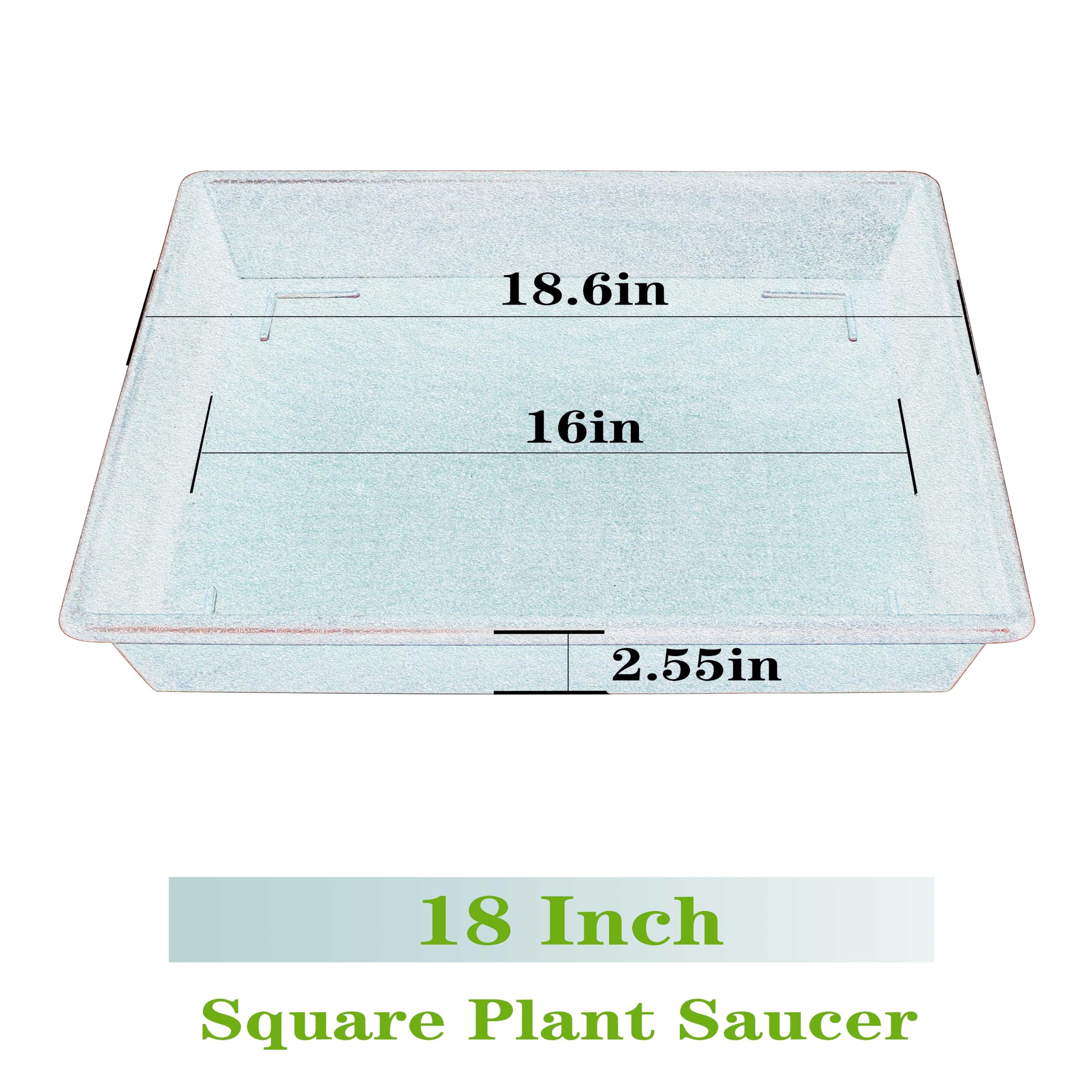 NIMYAU square plant saucer 18-inch bottom view shows vented center for airflow