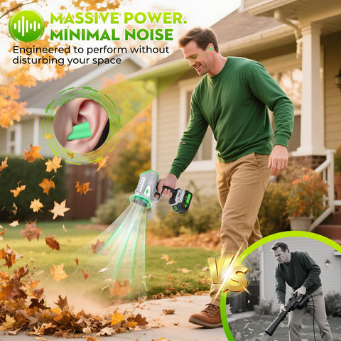 NineTrees leaf blower 395cfm airflow, covers larger areas efficiently