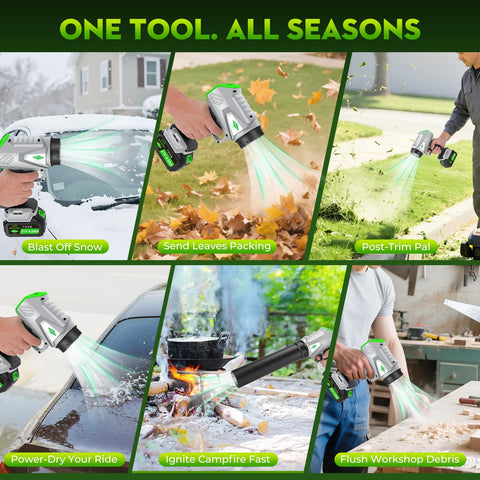 NineTrees leaf blower dual battery system, longer runtime for bigger jobs