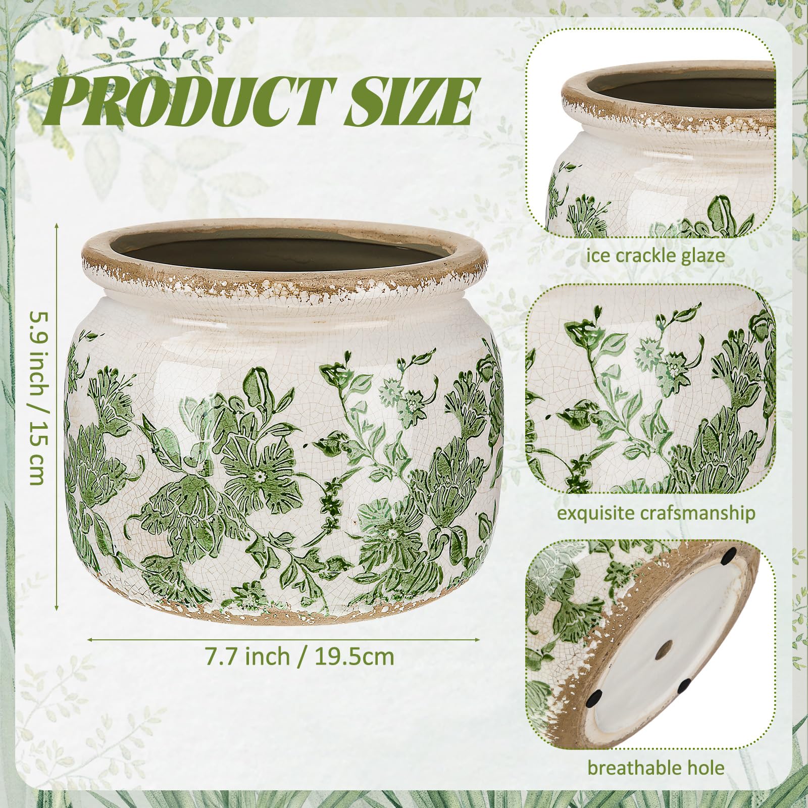 Closeup of Ninehaoou crackle glaze ceramic pot texture for a rustic look.