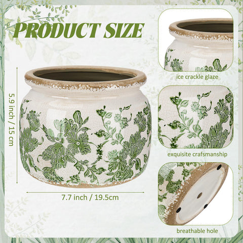Closeup of Ninehaoou crackle glaze ceramic pot texture for a rustic look.