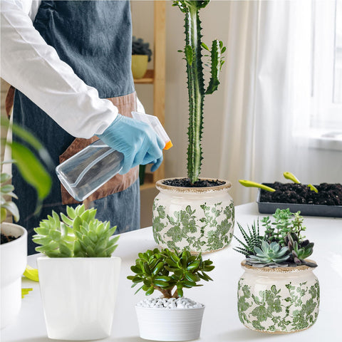 Ninehaoou gift-ready vintage flower pot in beige-green for decor lovers.