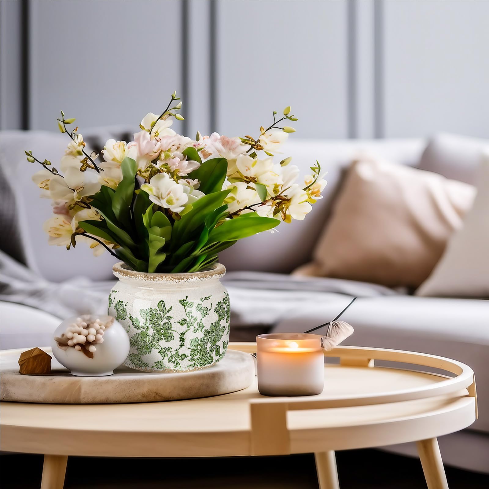 Ninehaoou indoor-outdoor ceramic pot suits patios and living spaces.