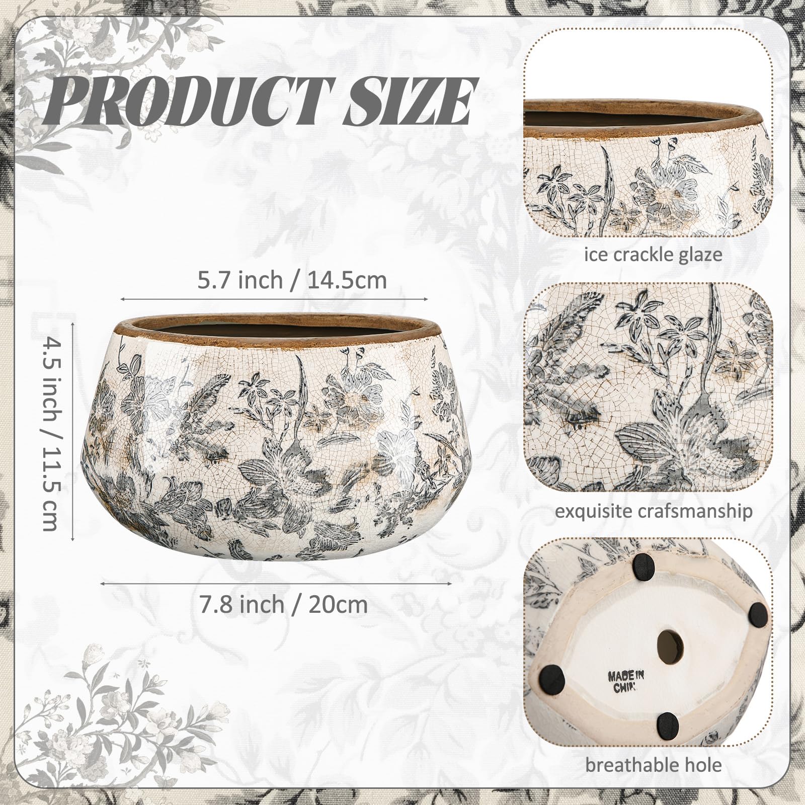 Ninehaoou large ceramic planter with drainage holes for healthy moisture management