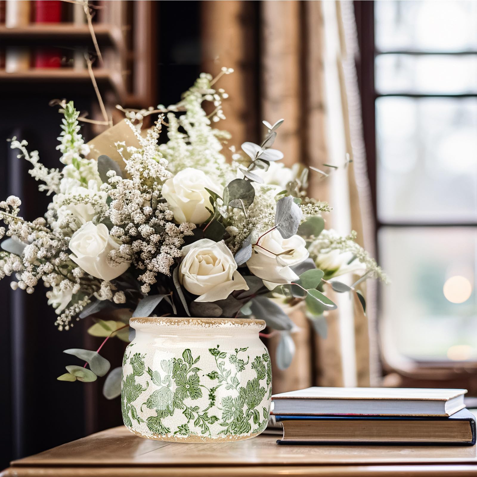 Ninehaoou compact office desk decor ceramic pot for plant-friendly workspaces.