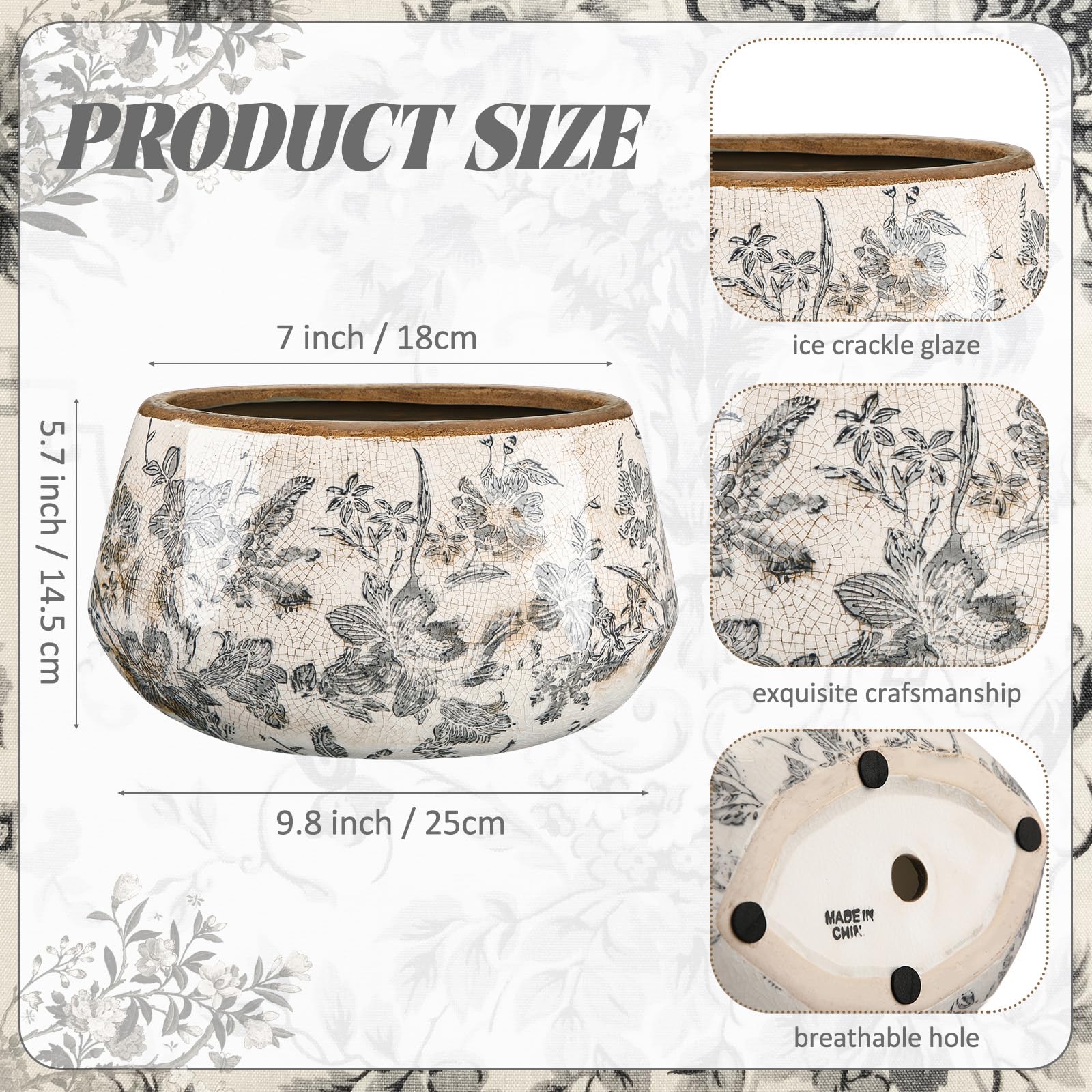 Ninehaoou planter showcases lily floral design for elegant decorative accents.