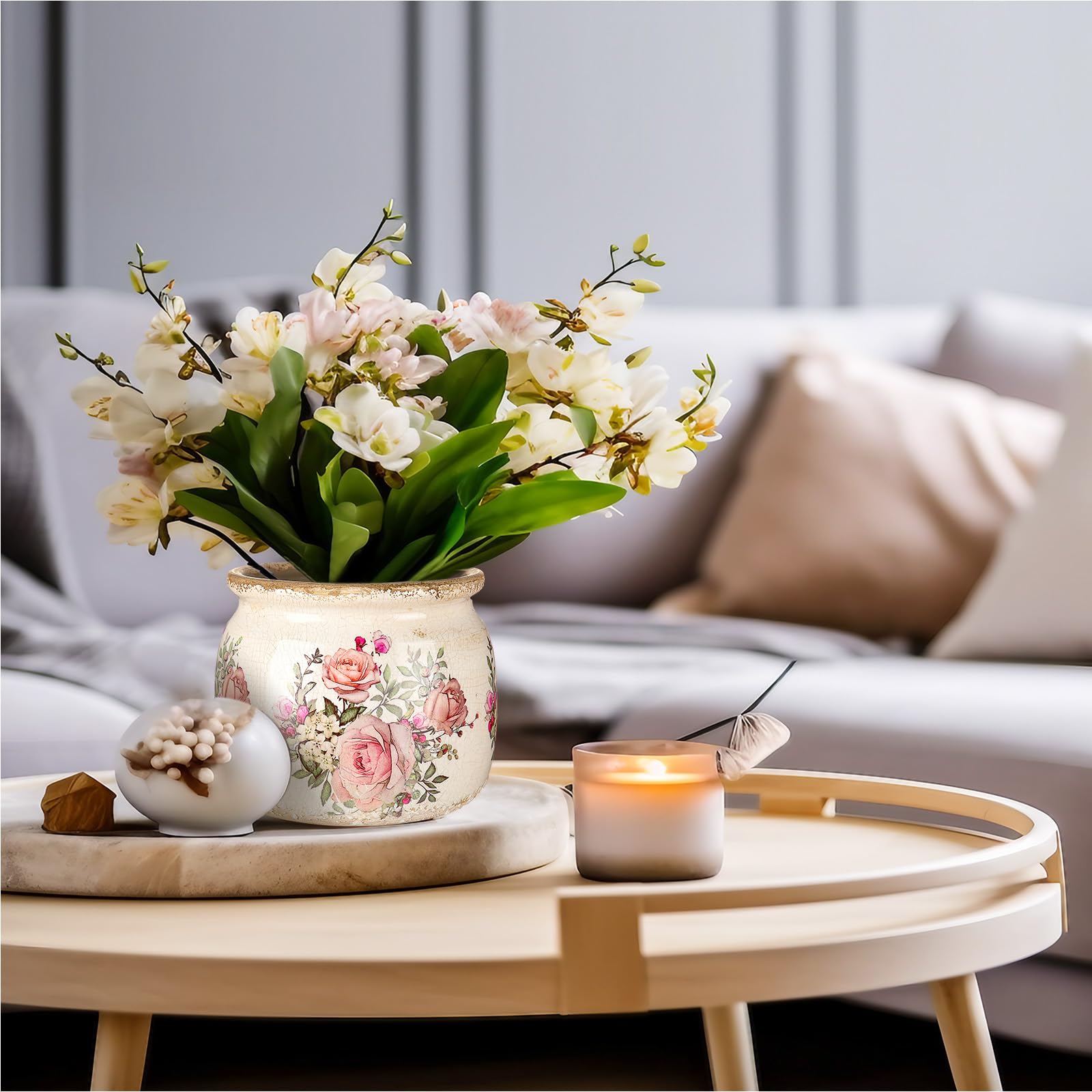 Ninehaoou planter with live plant display for greenery in living space.
